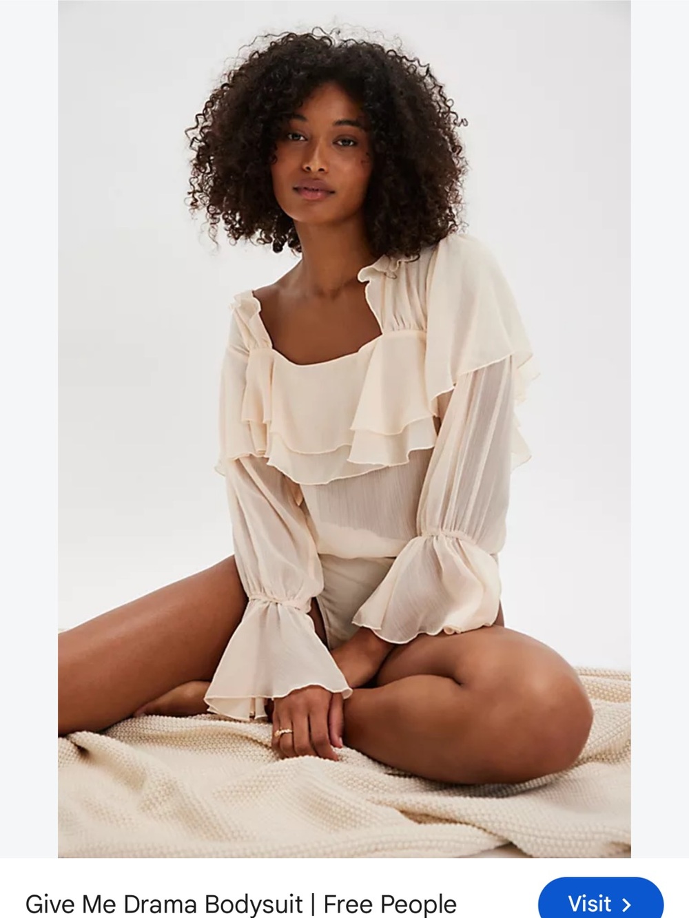 Free People Give me Drama Long Sleeve Bodysuit